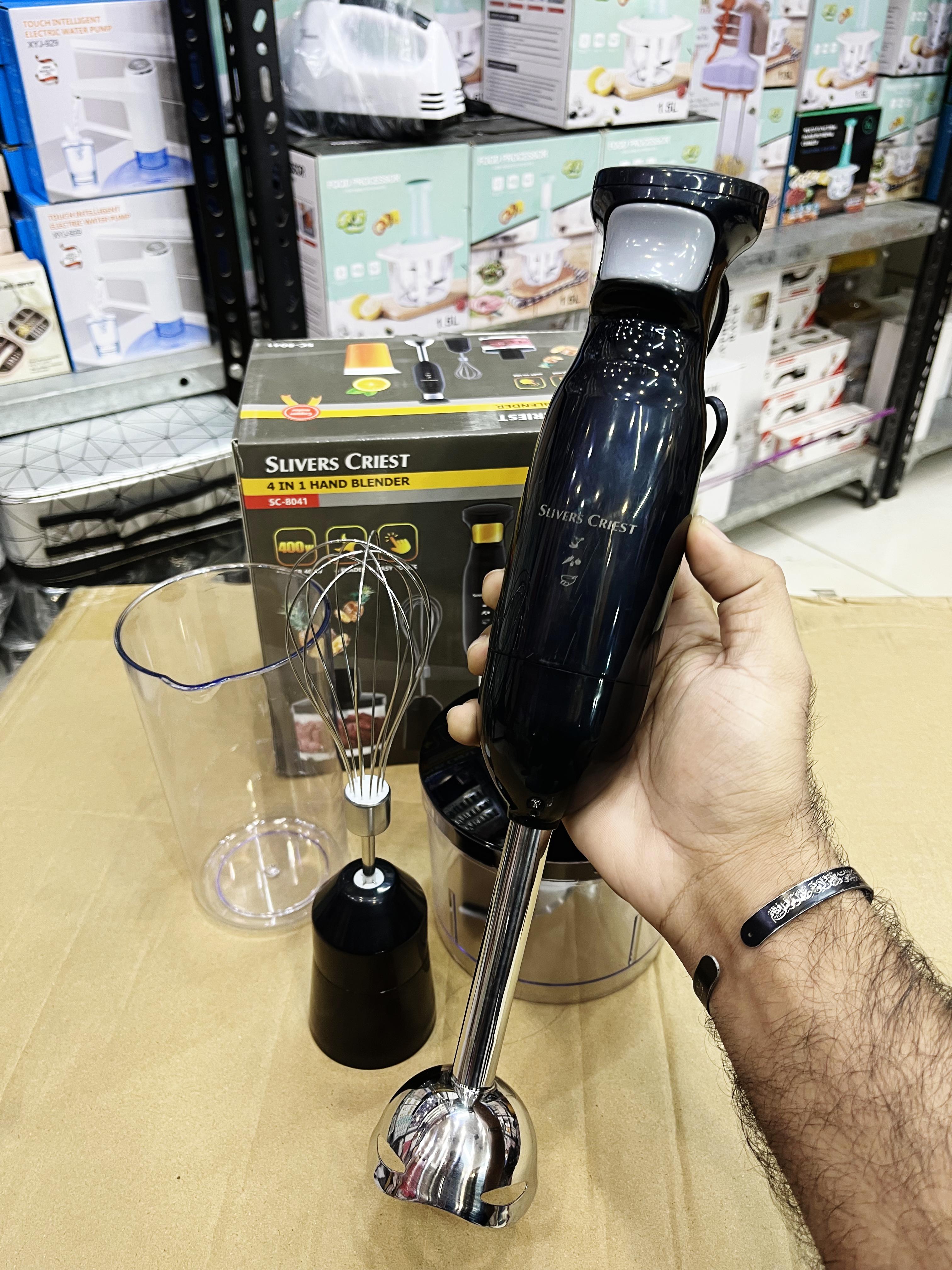 400W Silver Crest 4in1 Hand Blender 304 Stainless Steel 600ml Cup 500ml Food & Meat Grinder